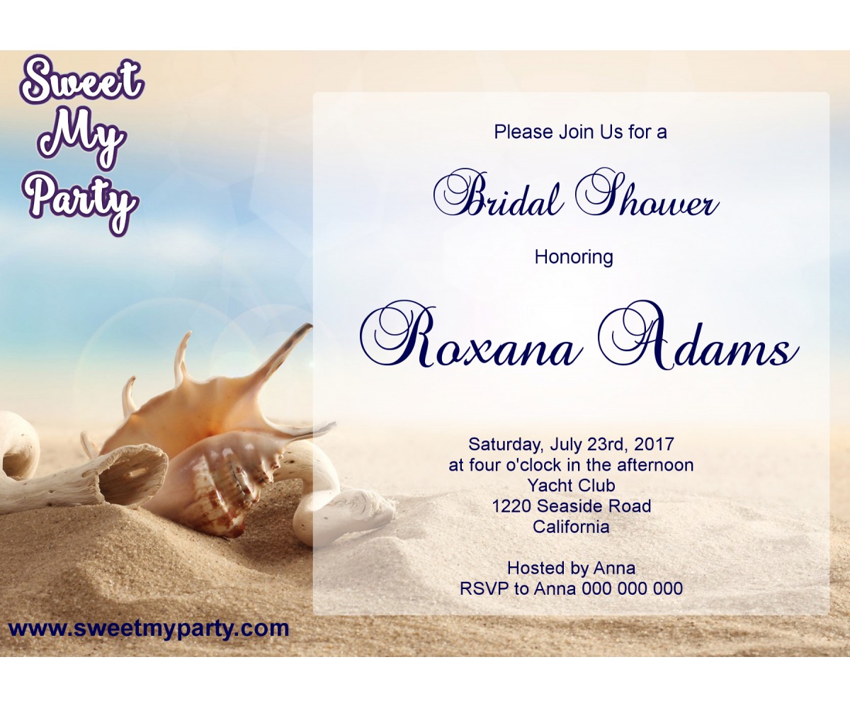 Seaside Bridal Shower invitation, Sea Shell Bridal Shower Invitation,Beach Wedding Shower Invitation,(11)